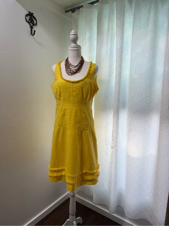 Tory Burch Dresses & Skirts - Tory Burch Yellow Sleeveless Midi Dress with Fringe Hem